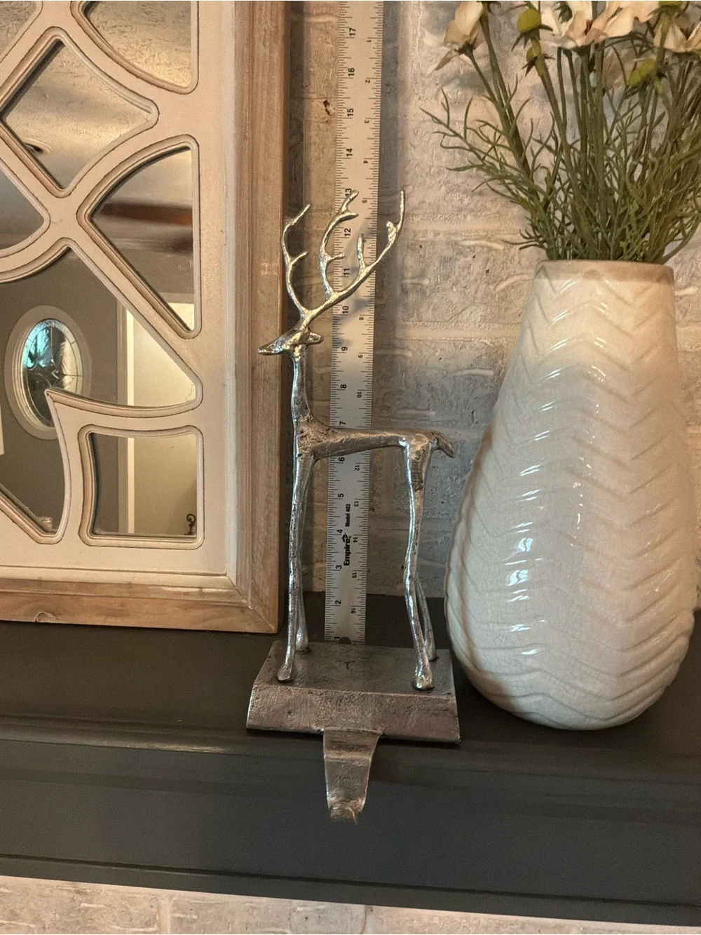 Pottery Barn Large Silver Reindeer Stocking Holder
